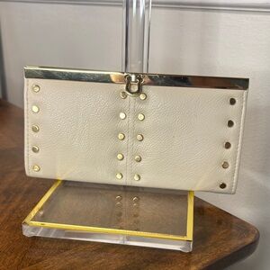 Chic Cream Wallet with Gold Studded Accents